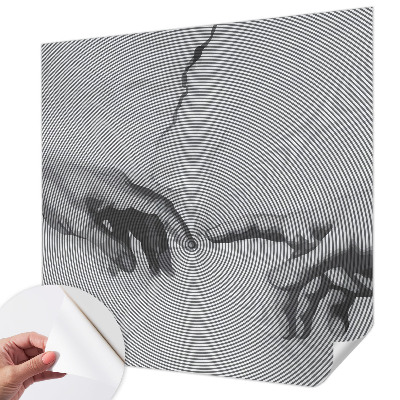 Removable wall mural with a hypnotic hands design