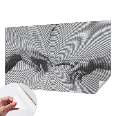 Removable wall mural with a hypnotic hands design