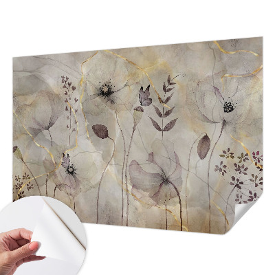 Removable wall mural wallpaper with a delicate floral pattern