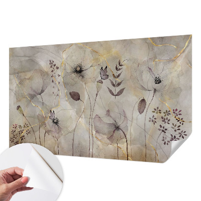 Removable wall mural wallpaper with a delicate floral pattern