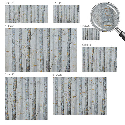 Peel and stick wall mural for living room with a birch tree design