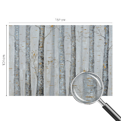 Peel and stick wall mural for living room with a birch tree design