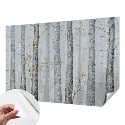 Peel and stick wall mural for living room Birch trees