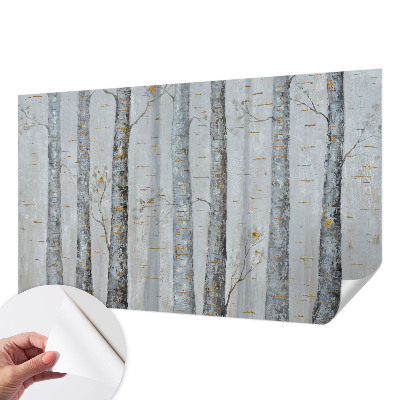Peel and stick wall mural for living room Birch trees