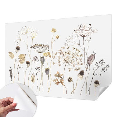 Peel and stick wall mural for kids' room with a wildflower design
