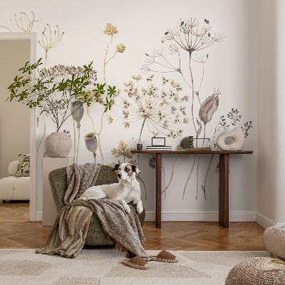 Peel and stick wall mural for kids' room with a wildflower design