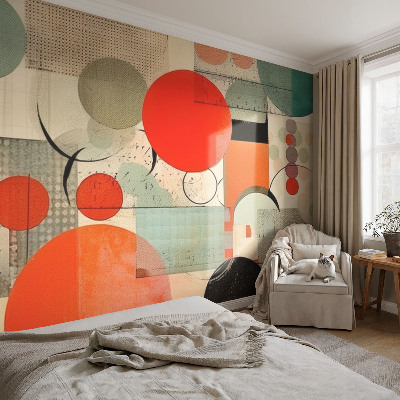 Peel and stick wall mural for bedroom with a colorful abstract design