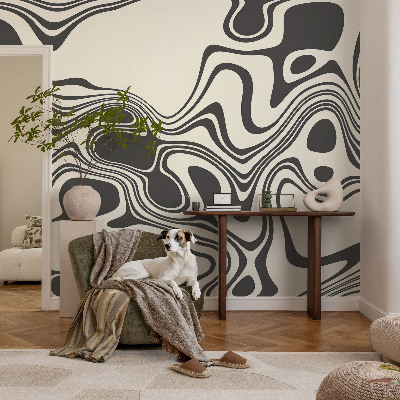3D photo wallpaper mural with a dynamic lines design