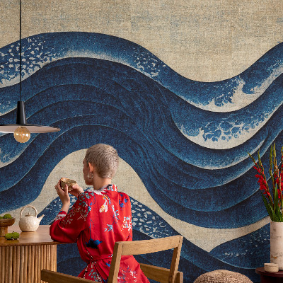Children's wall mural with oceanic forms