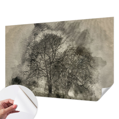 Baby room wall mural with a mysterious trees design