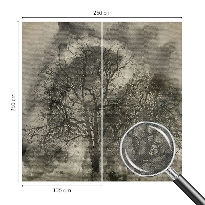 Baby room wall mural with a mysterious trees design