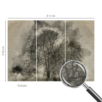 Baby room wall mural with a mysterious trees design