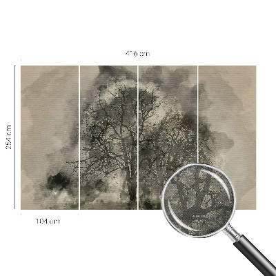 Baby room wall mural with a mysterious trees design
