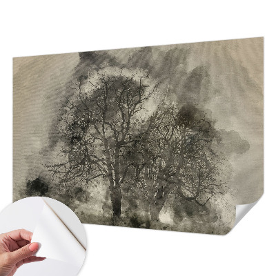 Baby room wall mural with a mysterious trees design