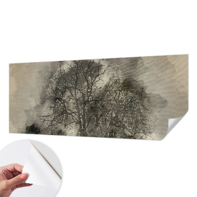 Baby room wall mural with a mysterious trees design