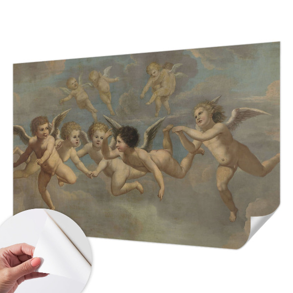 Peel and stick wall mural with angelic figures