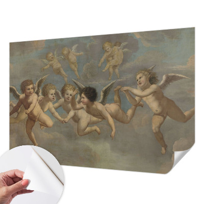 Peel and stick wall mural with angelic figures