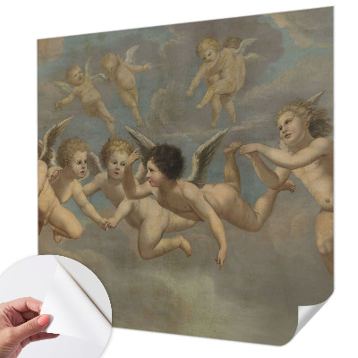 Peel and stick wall mural with angelic figures