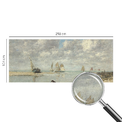 Self-adhesive wall mural with a seascape design
