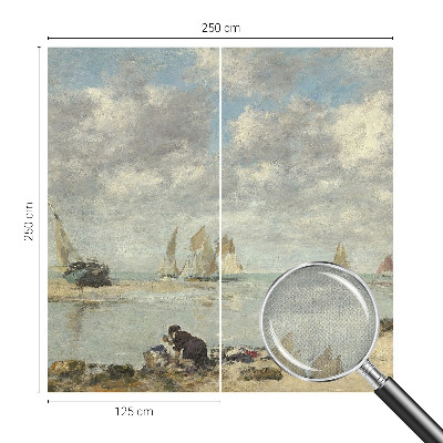 Self-adhesive wall mural with a seascape design