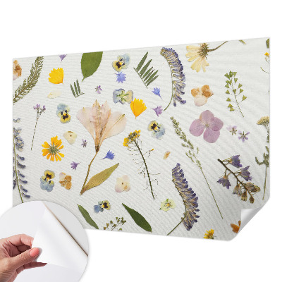 Stick-on wall mural with a spring flowers design