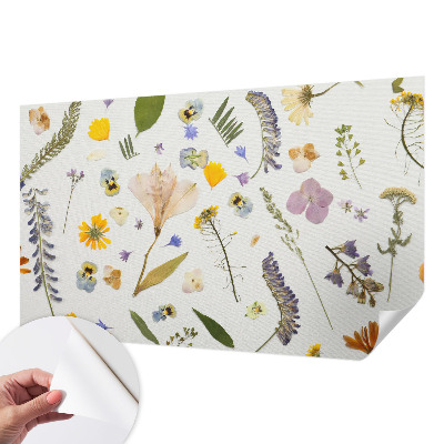 Stick-on wall mural with a spring flowers design