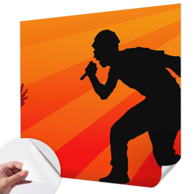 Removable wall mural with a rhythmic scene design