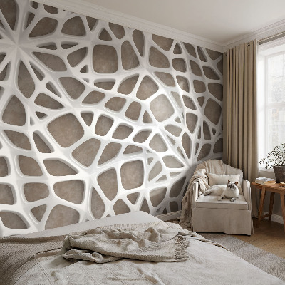 Peel and stick wall mural for kids' room with a lace net pattern