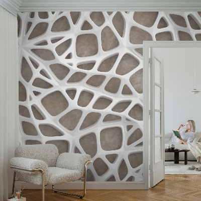 Peel and stick wall mural for kids' room with a lace net pattern