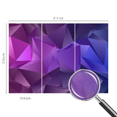 Peel and stick wall mural for living room with a purple triangular pattern