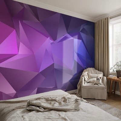 Peel and stick wall mural for living room with a purple triangular pattern
