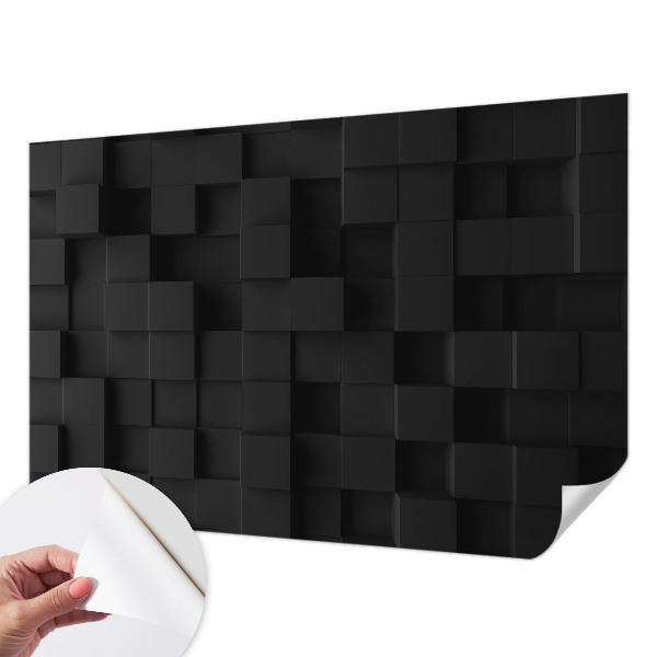 Removable wall mural wallpaper with a three-dimensional cubes pattern