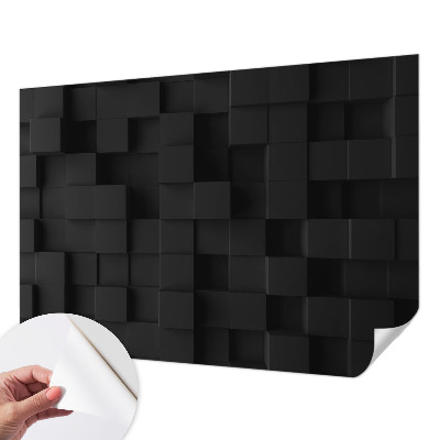 Removable wall mural wallpaper with a three-dimensional cubes pattern