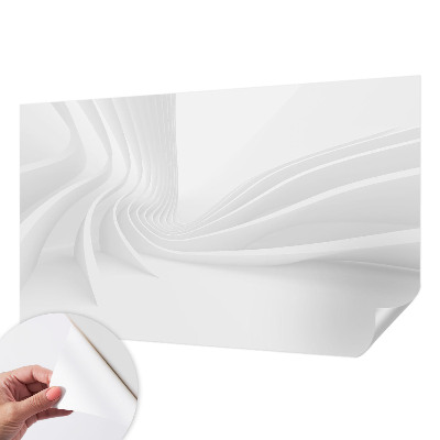 Peel and stick wall mural for bedroom with wavy line design