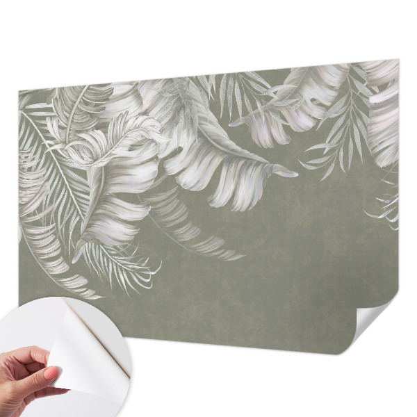 3D wall mural with a delicate leaves motif