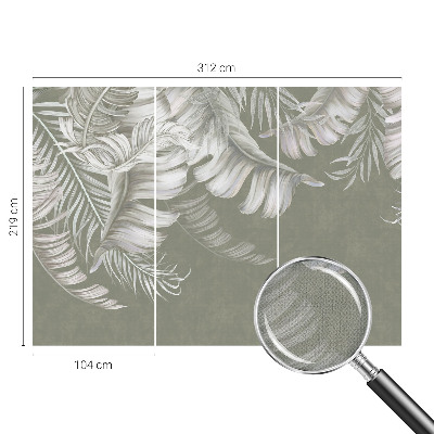 3D wall mural with a delicate leaves motif