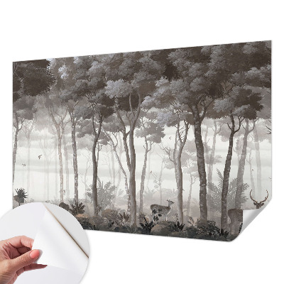 3D photo wallpaper mural with a forest scene called 