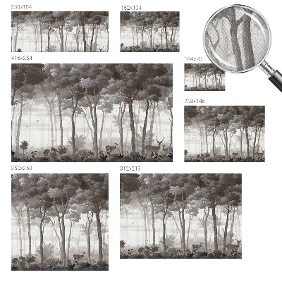 3D photo wallpaper mural with a forest scene called 