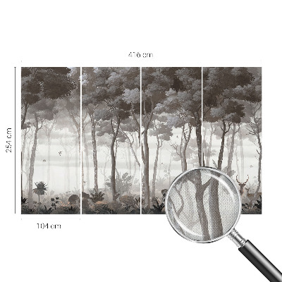 3D photo wallpaper mural with a forest scene called 
