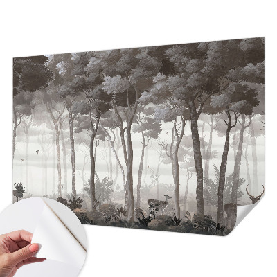 3D photo wallpaper mural with a forest scene called 