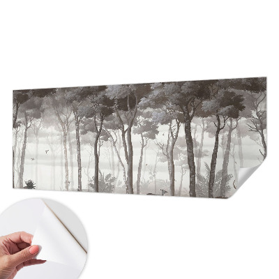 3D photo wallpaper mural with a forest scene called 