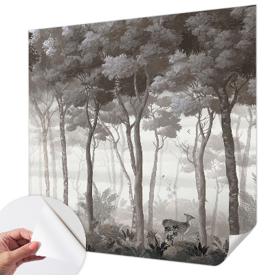 3D photo wallpaper mural with a forest scene called 
