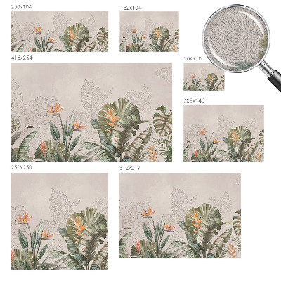Children's wall mural with tropical flower motif