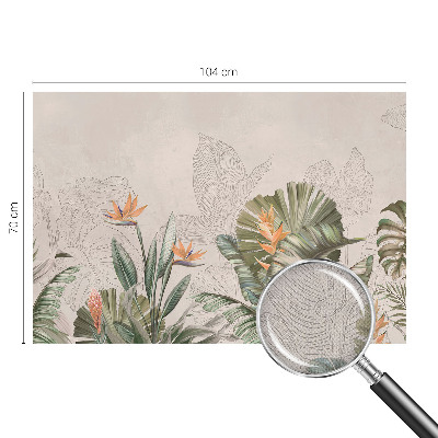 Children's wall mural with tropical flower motif