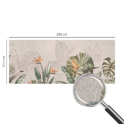 Children's wall mural with tropical flower motif