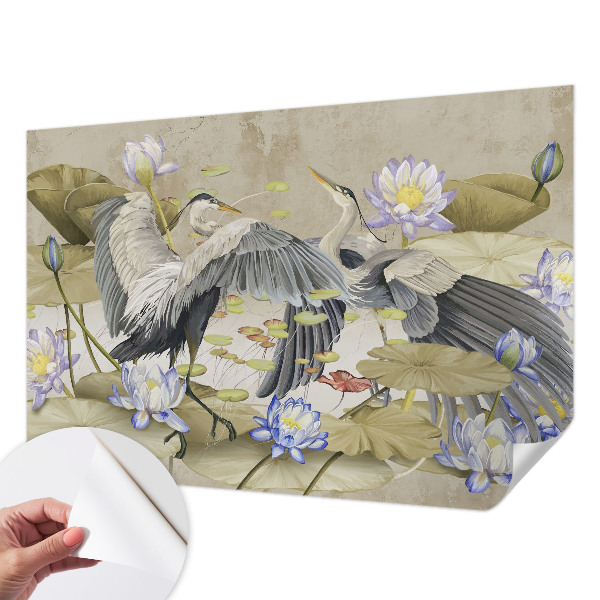 Baby room wall mural Birds and Lilies