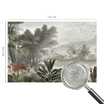 Peel and stick wall mural with a tropical oasis design