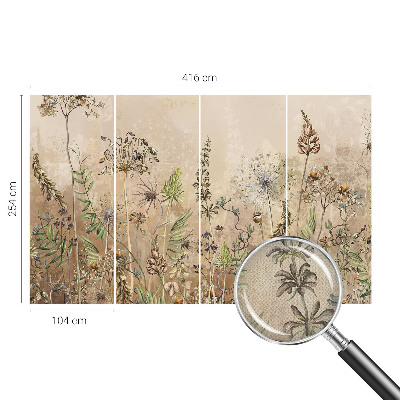 Peel and stick wallpaper mural with a rustic floral pattern