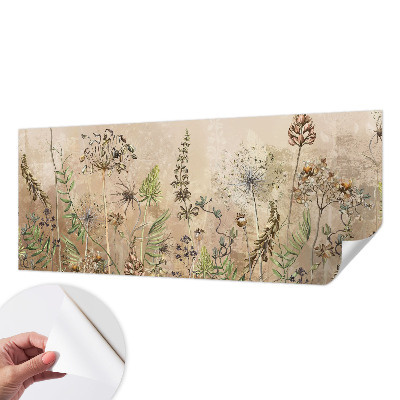 Peel and stick wallpaper mural with a rustic floral pattern