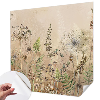 Peel and stick wallpaper mural with a rustic floral pattern